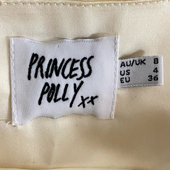 Princess Polly Tie Front O Ring Open Front Satin Tube Top Cream Womens Size 4 - Picture 3 of 6